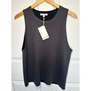 Splendid Reversible Sweater Vest‎ XL Grey Black Cashmere Blend Knit Tank NWT